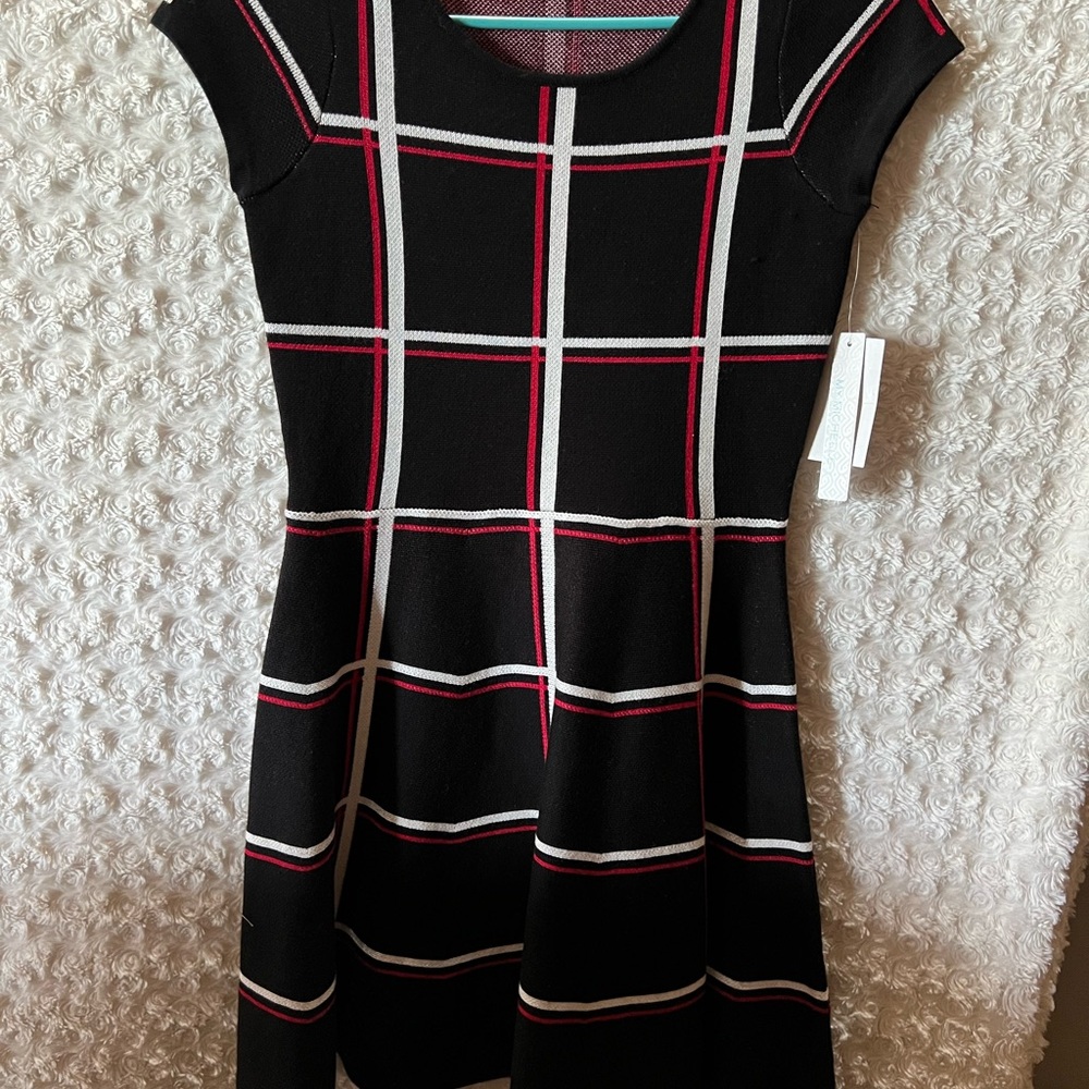 🆕 My Michelle Girls Knit Dress Plaid knitted NWT large